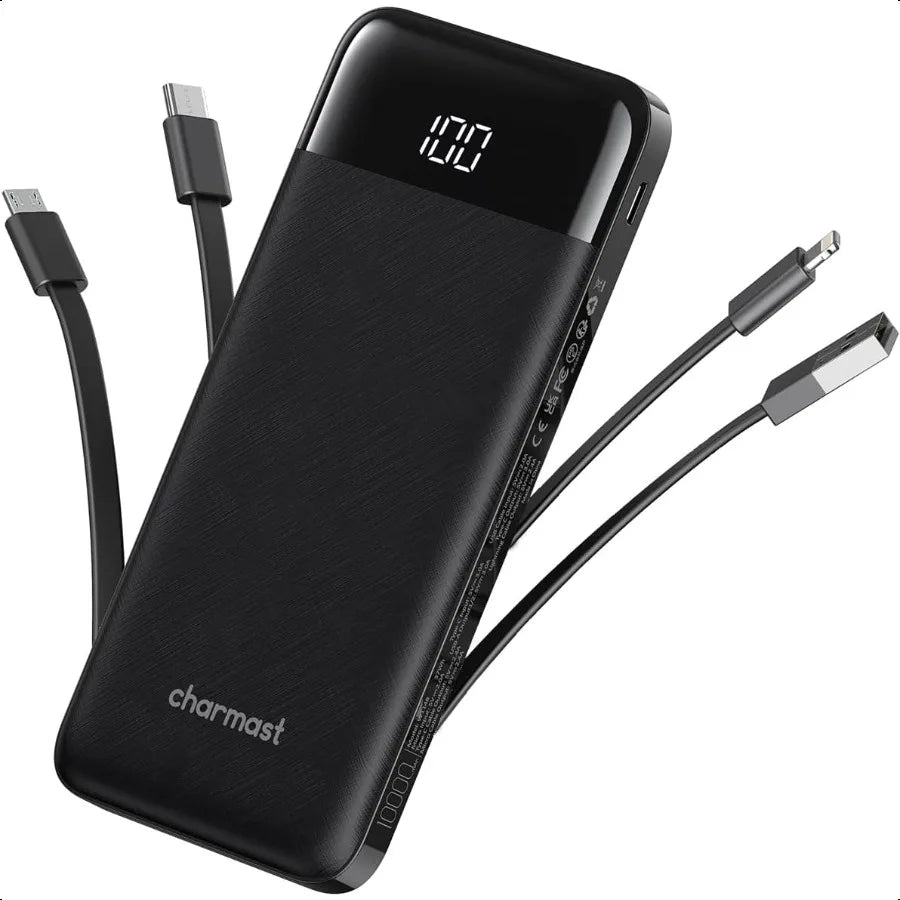 Portable Power Bank with Built in Cables