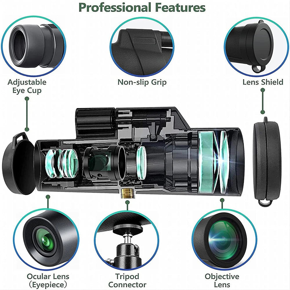 Monocular Telescope 8x42 High Power Monoculars Scope Compact Waterproof Fogproof Shockproof with Hand Strap for Adults Kids Bird