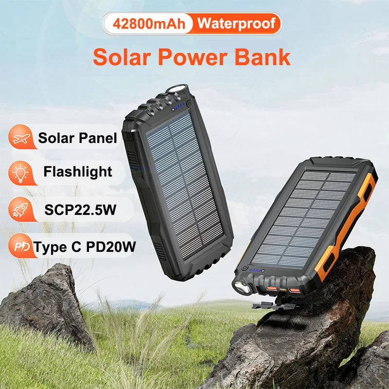 Solar Power Bank Charger | 42800mAh Solar Phone Charger