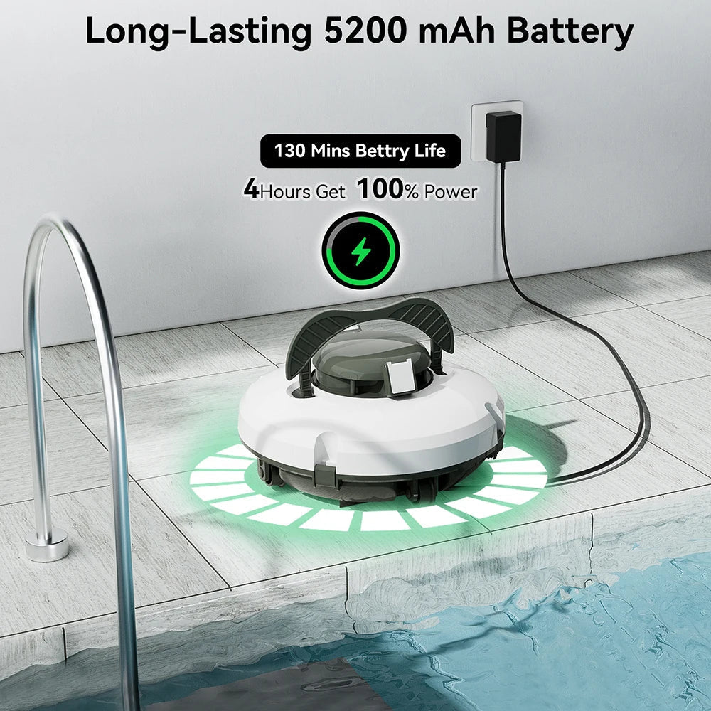 Redkey S100 Cordless Robot Pool Cleaner 28W 5200mAh 130-Min 180μm Filtration Auto-Cleaning Pool Vacuum Cleaner IPX8 Waterproof