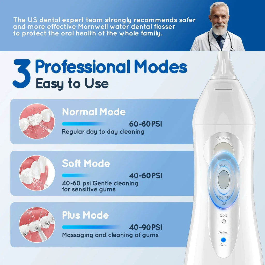 Oral Irrigator D52 Portable Dental Water Flosser USB Rechargeable Water Jet Floss Tooth Pick 4 Jet Tip 300ml 3 Modes Teeth Clean