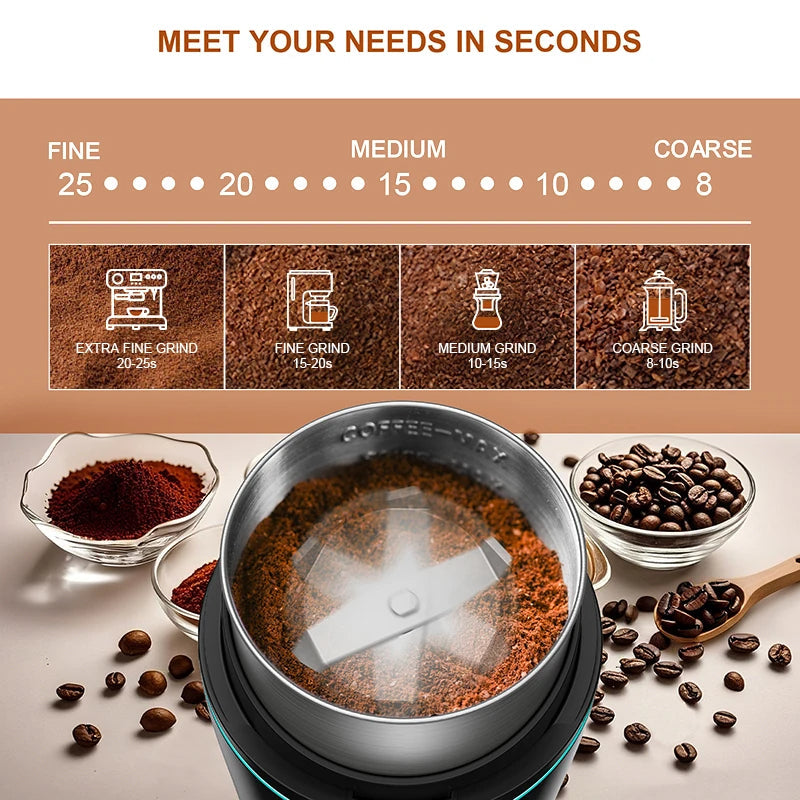 Coffee Bean Grinder | Removable Stainless Steel Cup