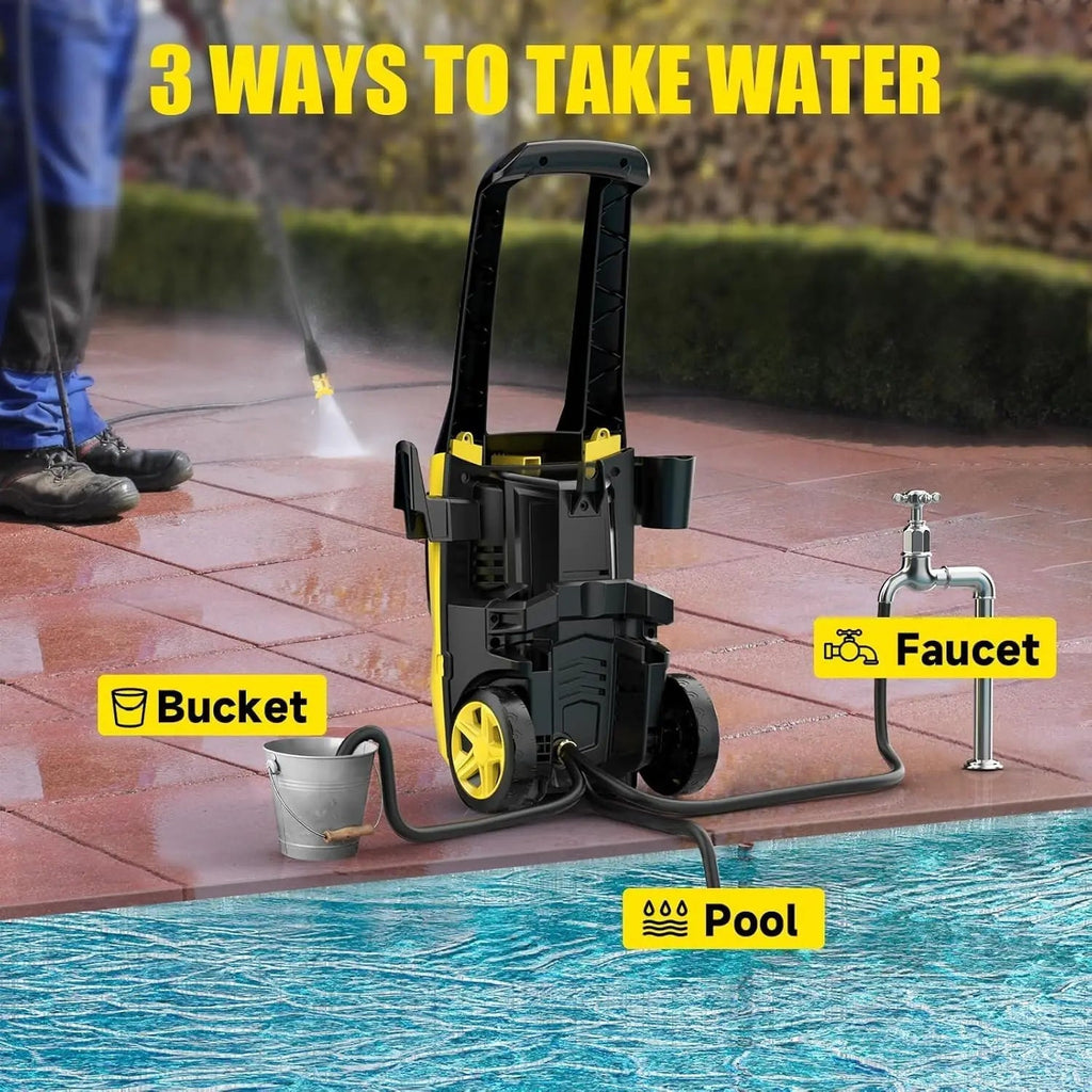 Electric Pressure Washer Power Washer 4 Nozzles 350ML Foam Cannon Retractable Handle for Portable to Clean Patios Car wash