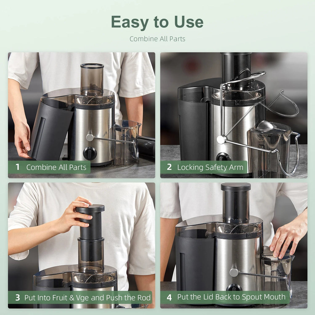 Juicer Machine, 800W Centrifugal Juicer Extractor with Wide Mouth 3” Feed Chute for Fruit Vegetable, Easy to Clean, Stainless St