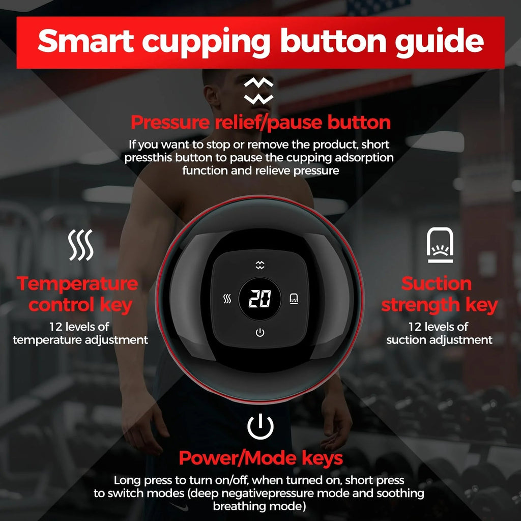 Recharge Electric Vacuum Cupping Therapy Set Skin Scraping Massage Guasha Wireless Slimming Body Fat Burner 6/12 Level Cupping